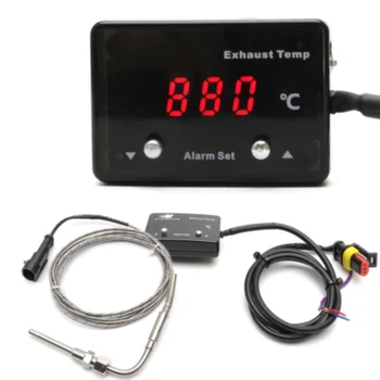 

Gas Universal LED Digital Display Indicator Car Modified Pyrometer Motorcycles Mini Exhaust Temp Gauge With Sensor Metal Parts