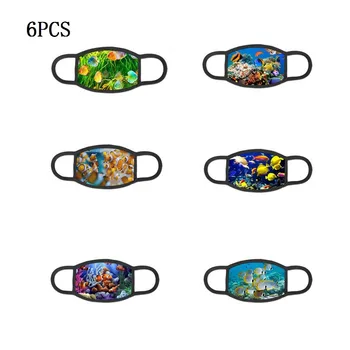 

6Pcs Cotton Face Maskswashable And Reusable Faceshield Unisex Breathable Dustpoor Facemask 2020 Cartoon Print Cloth Mouth Maske