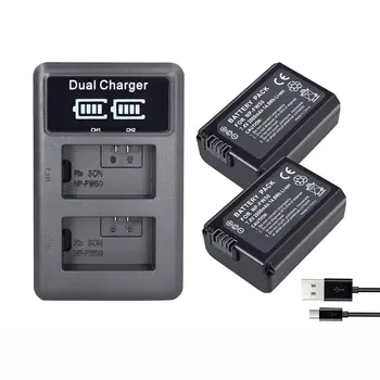 

For Sony 2pcs 2000mAh NP-FW50 NP FW50 Camera Battery + LCD USB Dual Charger for Sony Alpha a6500 a6300 a6000 a5000 a3000