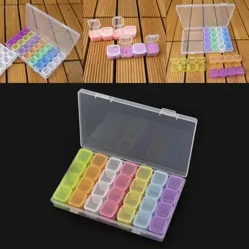 

6/10/12/24/28/42/64 Grid PP Detachable Transparent Independent Display Storage Box Fit for Jewelry Rings Rhinestone Art Nail