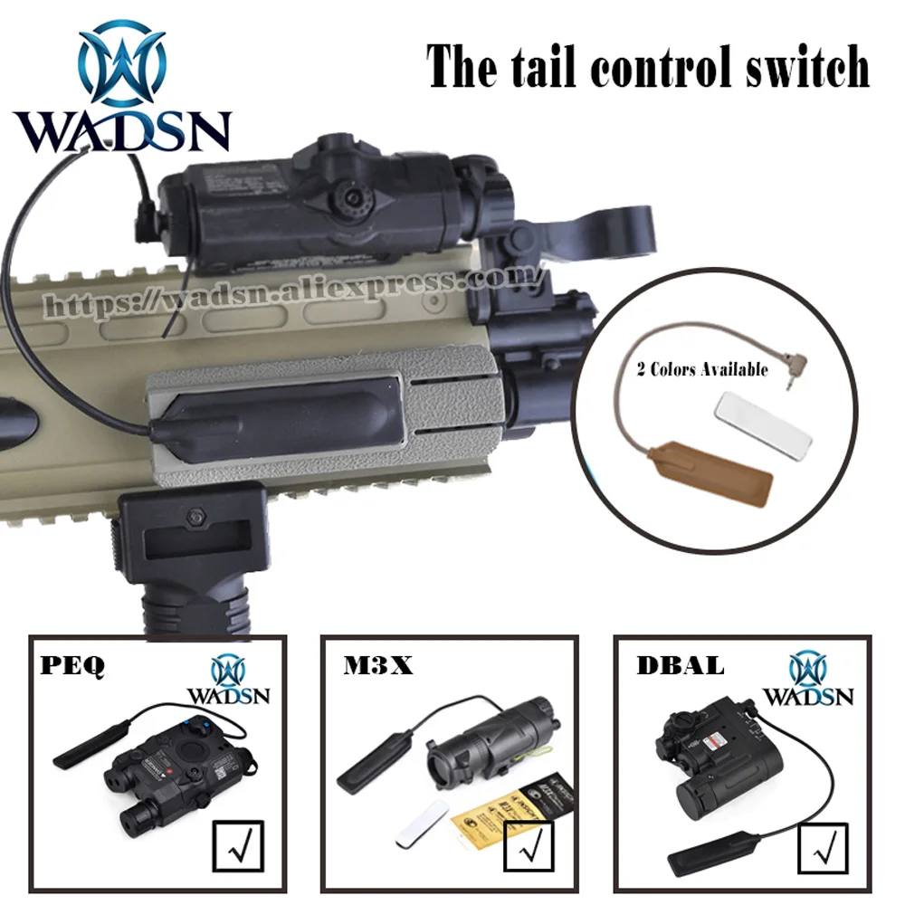 

WADSN Airsoft Tactical PEQ Flashlight Switch Tail Control Switch Softail For PEQ,M3X,DBA airsoft EX430 Weapon Lights Accessories