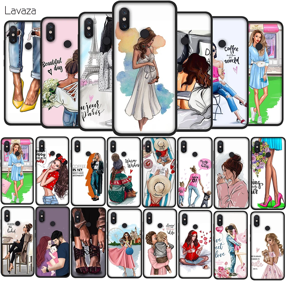 Fashion Black Brown Hair Baby Mom Girl Queen Soft Cover for Xiaomi A1 A2 A3 Lite Pro Mix 2S 6 8 SE POCOPHONE F1 Silicone Case | Мобильные