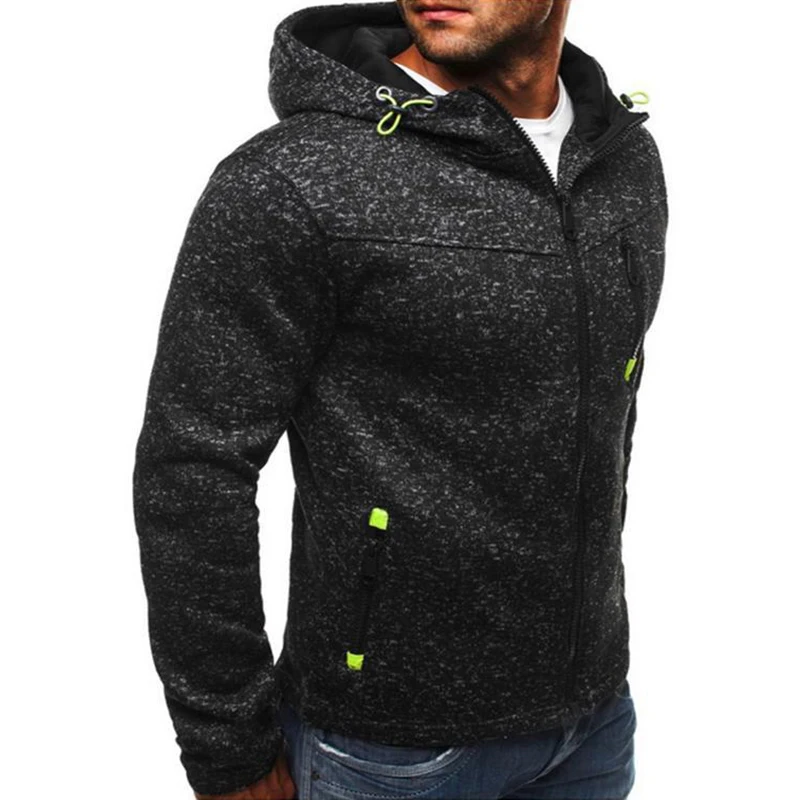 Men Sports Casual Wear Zipper Fashion Tide Jacquard Hoodies Fleece Jacket Fall Sweatshirts Autumn Winter Coat