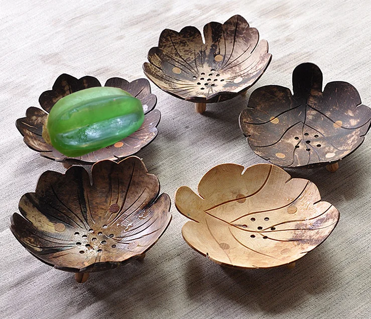 

Creative Natural Coconut Shell Soap Box Storage Container Home Decor Innovative Drain Soap Tray Holder Bath Shower Plate LF297