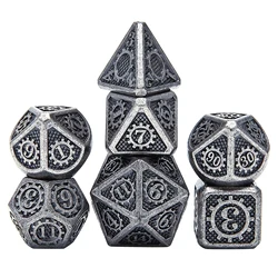 Juego de dados de Metal poliédrico, DND, adecuado para juegos de mesa, juegos de rol, enseñanza de matemáticas