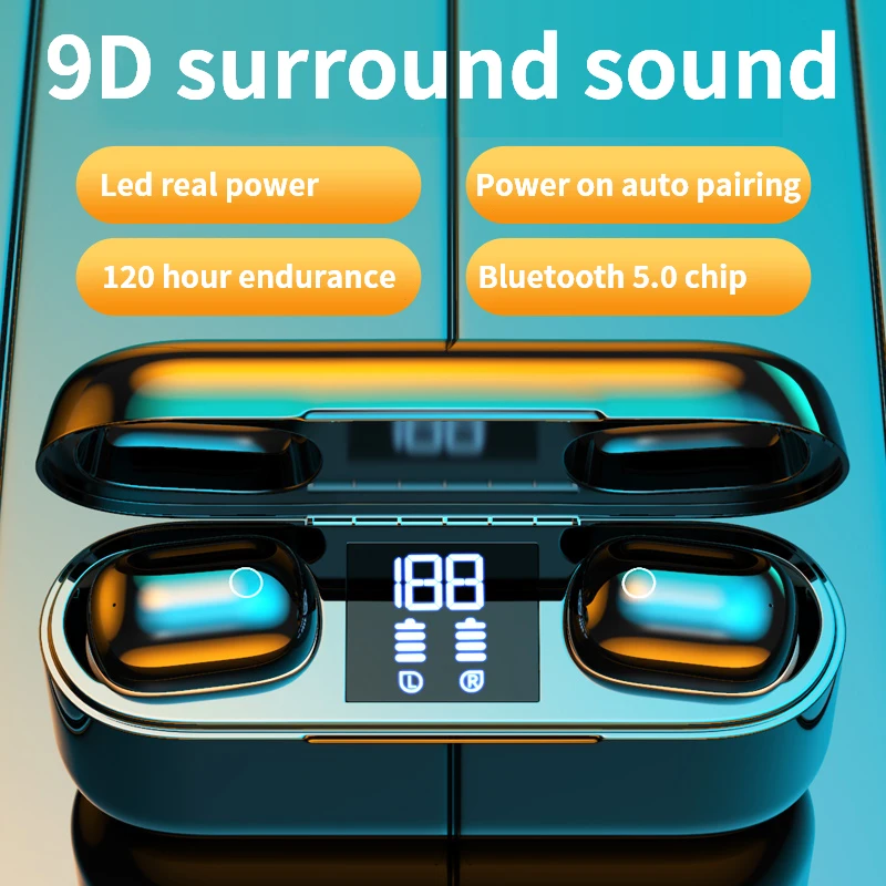 

2500mah LED Bluetooth 5.0 Wireless Earphones Headsets Earbuds TWS Touch Control Sport Headset Noise Cancel Waterproof