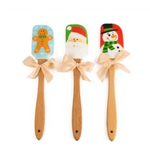 Кухня 31x6 см Еда Класс силиконовые масла скребок Рождественские узоры формы для выпечки инструменты Деревянная Ручка скребка крем торт смешивания резак