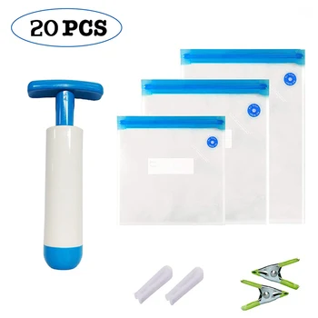 

20Pcs Reusable Food Storage Vacuum Seal Bags With Hand Pump Bag Kitchen storage Vacuum Packages For Food Storage Freezing