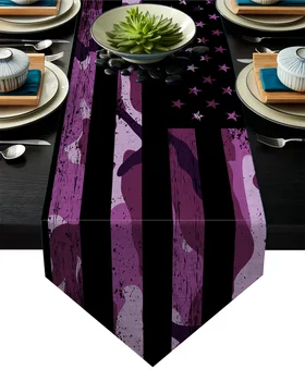

Purple Camouflage American Flag Table Runner Table Flag Home Party Decorative Tablecloth Table Runners