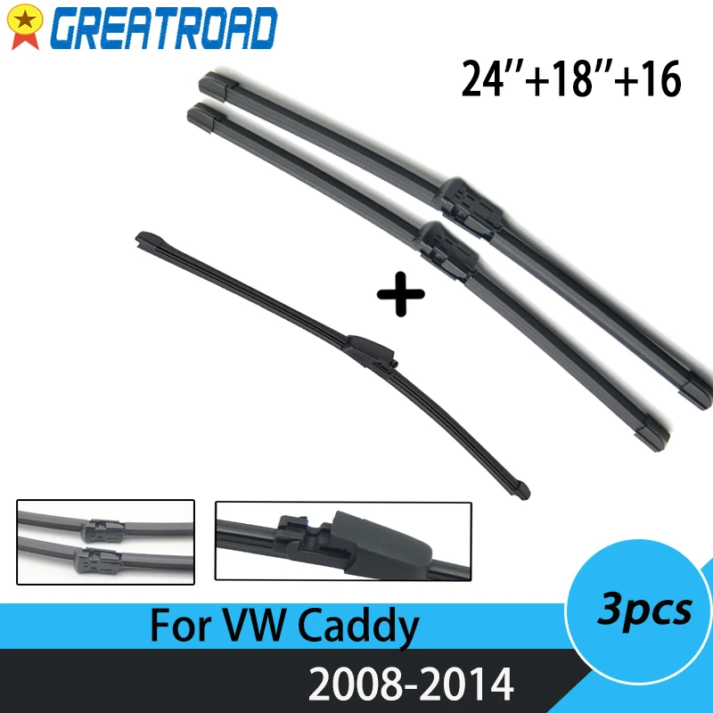 Стеклоочистители для лобового стекла 24 дюйма 18 дюймов 16 VW Caddy 2008-2014 2013 2012 2011 2010 2009