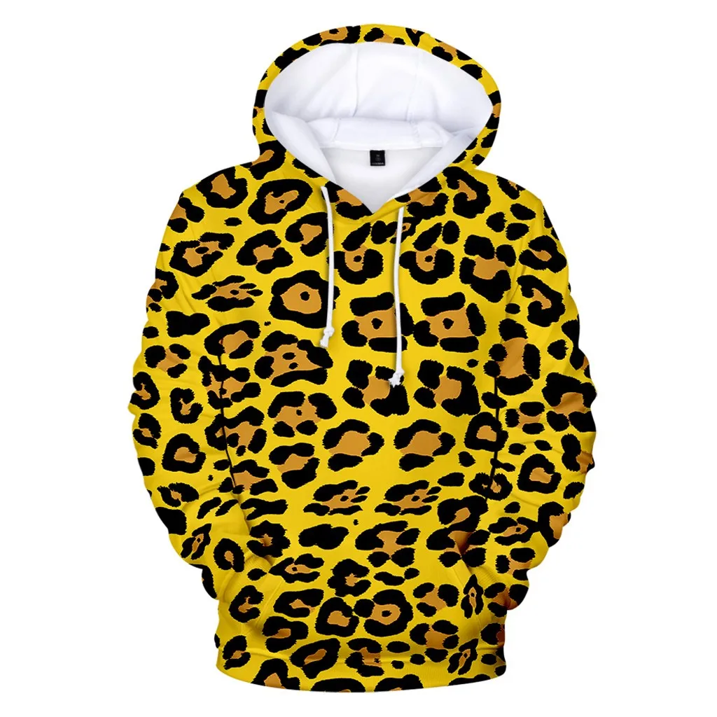 Men's Autumn Spring Fashion 3D Fur Printed Long Sleeve Hoodies Tops Sweatershirt