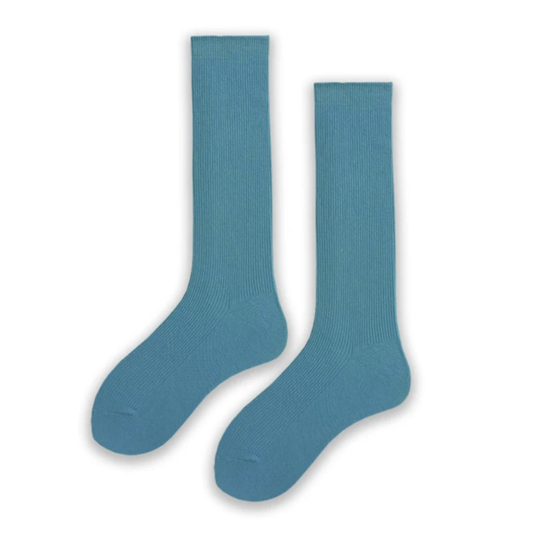 Blue Japanese autumn and winter new hot women's solid color cotton pile stockings - Цвет: Blue