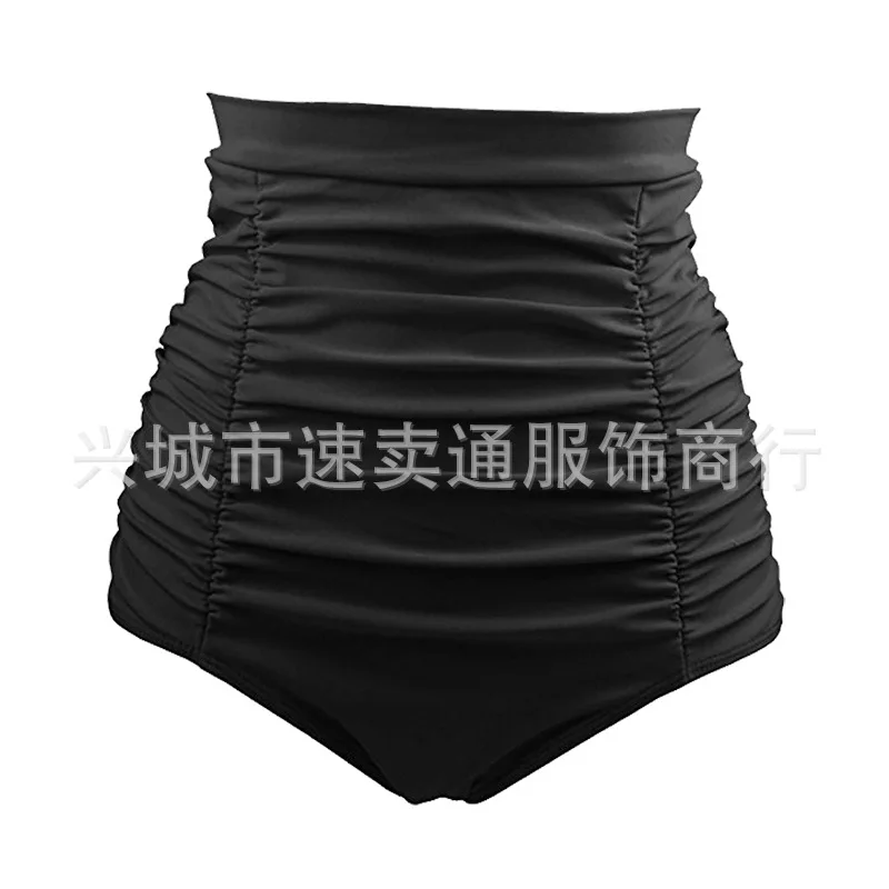 

2019 New Style Europe And America Hot Selling AliExpress Swimwear Swimming Trunks Tight High-waisted Triangular Solid Color Wome