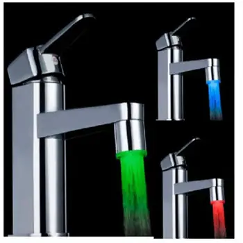 

1PC LED faucet Water tap Taps accessory temperature faucets sensor Heads attachment on the crane RGB Glow bathroom Drop ship