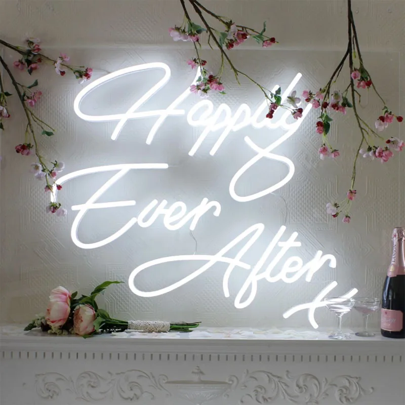 

Custom Led Happily Ever After Flexible Neon Light Sign Wedding Decoration Bedroom Home Wall Decor Marriage Party Decorative