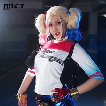 

Quinn Cosplay Costume T-shirt Coat Set Accessory Earrings Golve Adult Cotton Movie & TV Unisex Suicide Squad