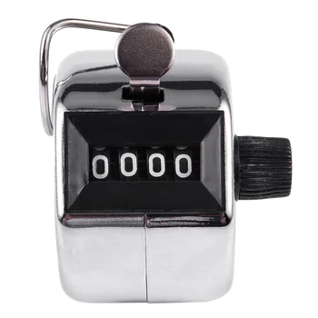 

Mini 4 Digit Number Clicker Golf Hand Tally Click Counter Silver LCD Electronic Digital Golf Sports Universal Hand Held Ring Tal