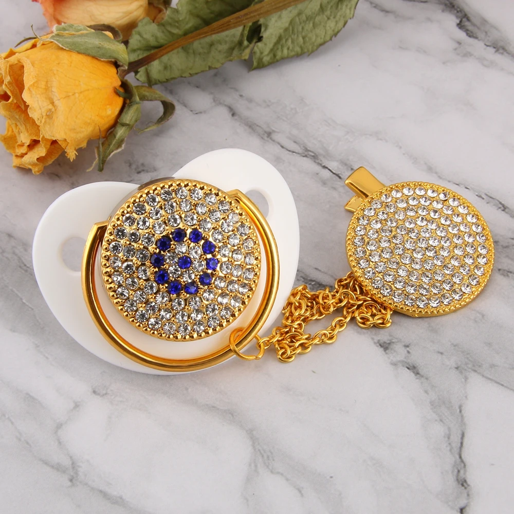 Baby Glam Pearl Pacifier Golden Bling Pacifier Bling Silk Shimmer Pacifier Infant Nipple Soother