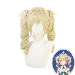 New Barbara Gunnhildr Wig Cosplay Game Genshin Impact Roman Roll Double Ponytail Hair Props