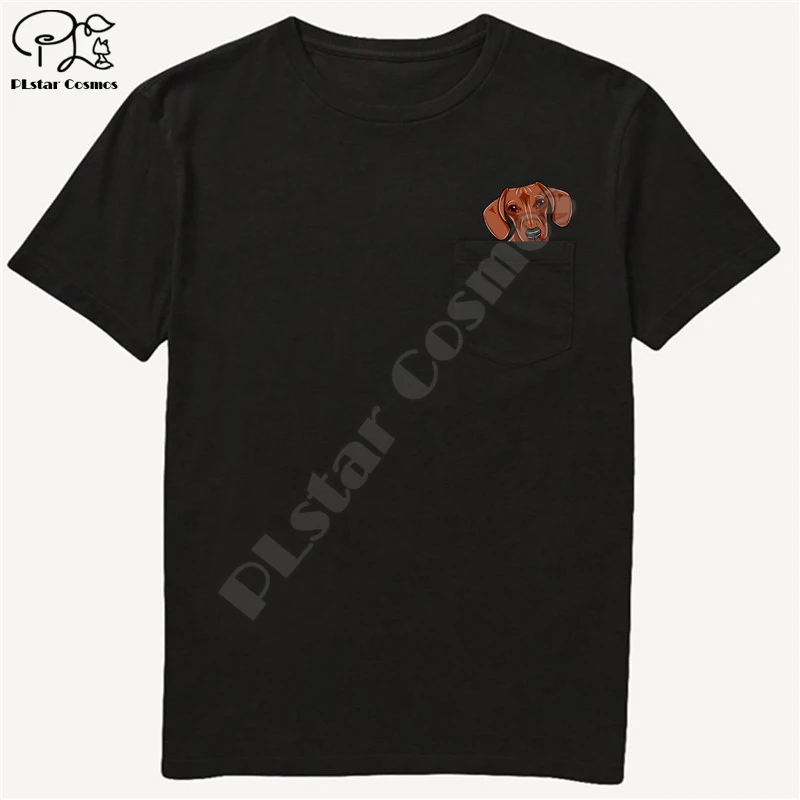 German Shepherd In Pocket T Shirt Dog Lovers Black Cotton Men Made in USA Cartoon t shirt men Unisex New Fashion tshirt style-13