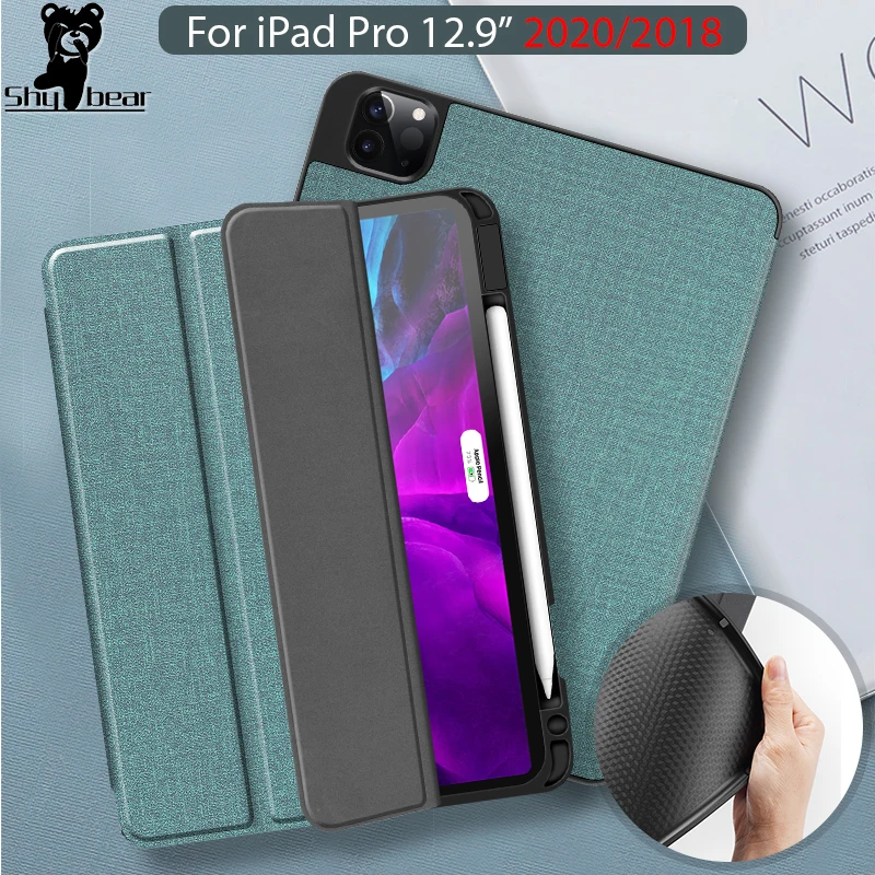 

Slim TPU case for Ipad Pro 12.9 2020 Tablet Smart Stand Cover for Apple Ipad funda Capa with Pencil Holder