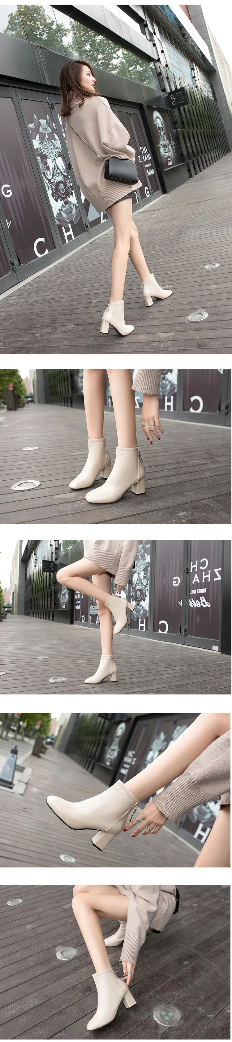 Женская обувь в британском стиле; новейшая модель; Высококачественная обувь из натуральной кожи на квадратном каблуке 7 см; ботинки «Челси» на молнии с квадратным носком; ботильоны
