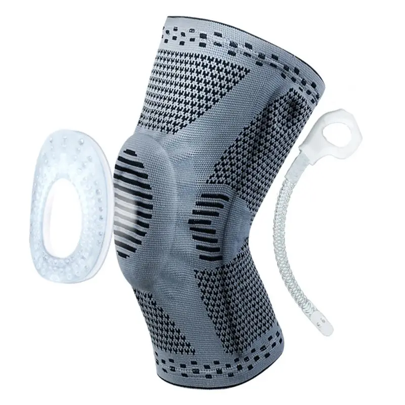 

1 piece Patella Knee Protector Brace Silicone Spring Knee Pad Basketball Knitted Compression Elastic Knee Sleeve Support Sports