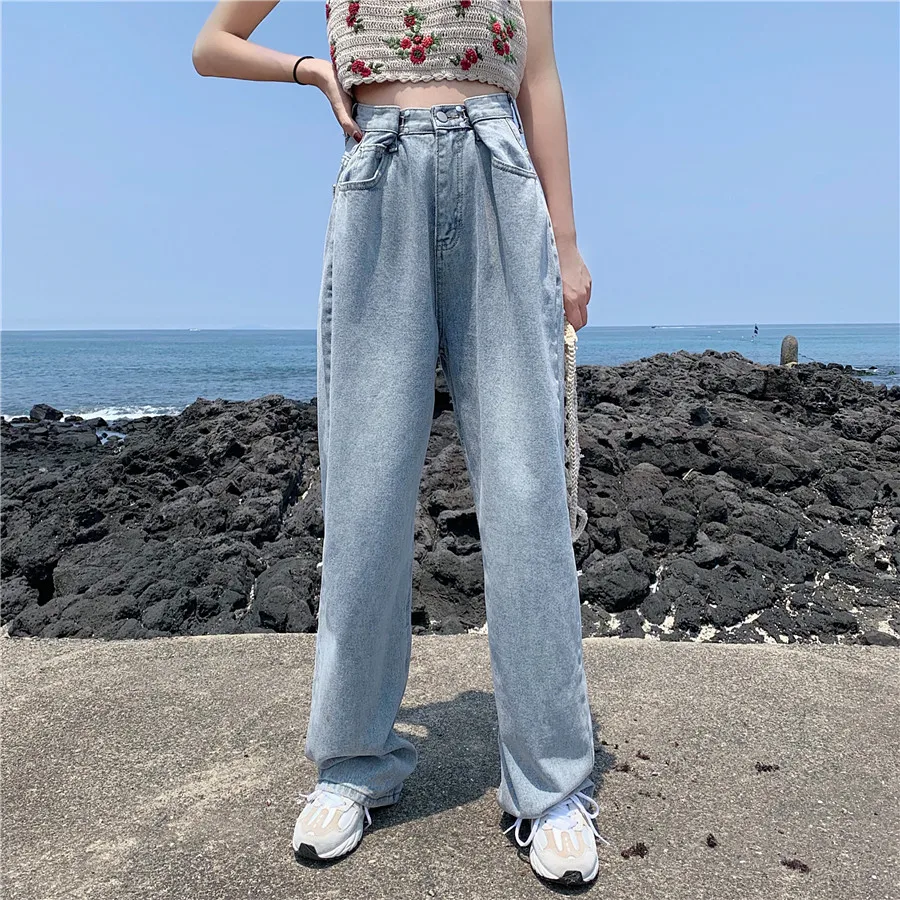 korean fashion high waisted jeans