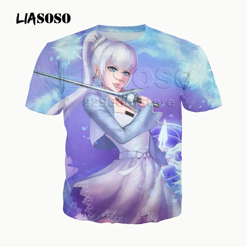 LIASOSO 3D принт для женщин и мужчин аниме косплей RWBY Kawaii девушки Рубиновая футболка «розы» летняя футболка хип-хоп пуловер повседневные топы