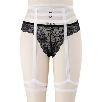 

Women pastel goth liguer garter belt stocking body harness strap bra rave wear fetish bondage lingerie cage harness garter belt
