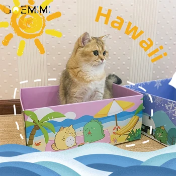 

Funny Cat House Cat Bed Cat Scratch Corrugated Paper Carton Box Wear-resistant Dogs Playing Board Sofa Beds Cardboard House