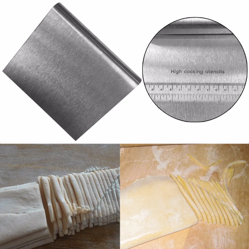1PC Stainless Steel Pizza Dough Scraper Cutter Baking Tools Kitchen Flour Pastry Cake Tool Scale 14.7cm x 12cm