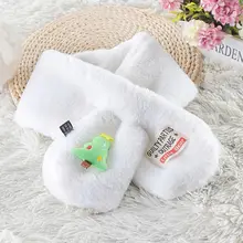 Детский Рождественский плюшевый шарф с крестиком, Санта-Клаус, олень, кукла, зимний теплый C90E