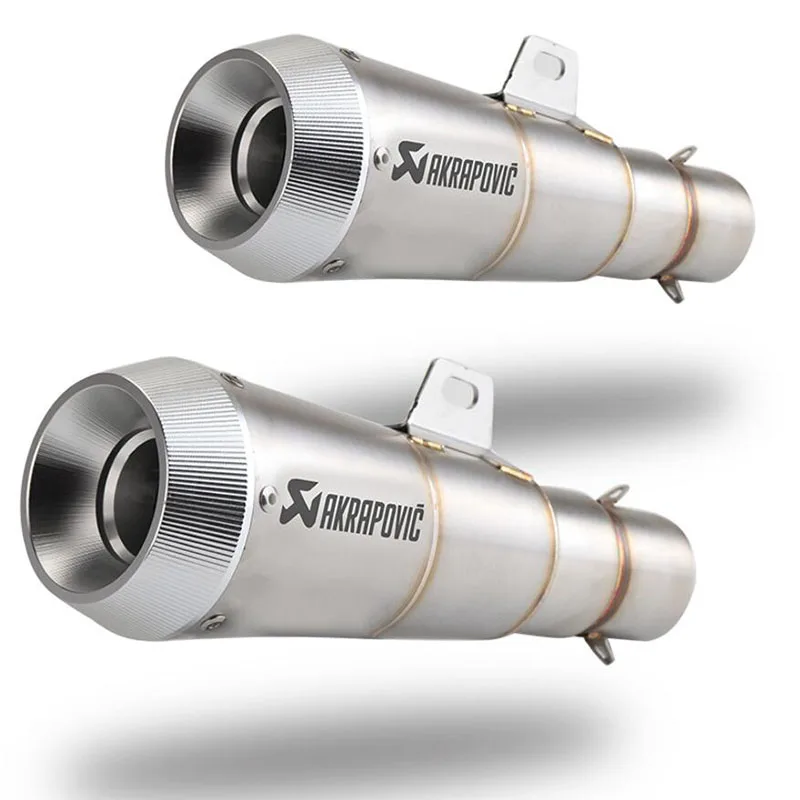 

Right and Left Side Inlet 51mm 61mm Motorcycle Akrapovic Exhaust Pipe Muffler Slip On Universal Motorbike Escape Leak DB Killer