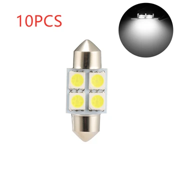 

10pcs White C5w C10W 31mm 4smd 5050 DC 12V Auto Led Interior Lights Double Pointed Door Lamp Reading Festoon Dome License Bulb