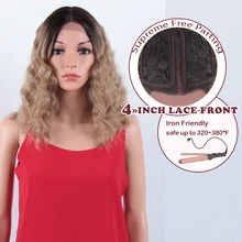 Mgaic 16 дюймов Натуральные волосы синтетический парик на кружеве для черных женщин блонд парик высокая температура волокно дышащий высокое качество