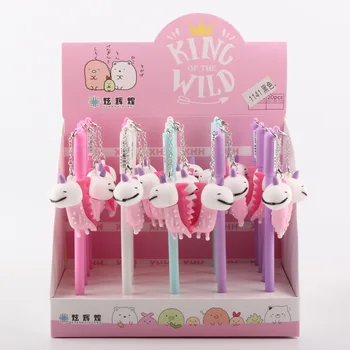 

20 pcs/lot Kawaii Pink Dinosaur Pendant Gel Pen Cute 0.5 mm black Ink signature Pen Promotional Gift Stationery School Supplies