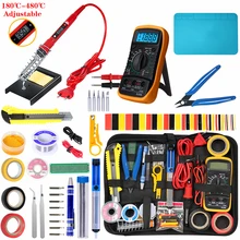 Kit de pistola para soldar de temperatura ajustable, 220V, 80W, LCD, herramientas de soldadura, ESD, aislamiento térmico, estera de trabajo, Kits de herramientas de soldadura