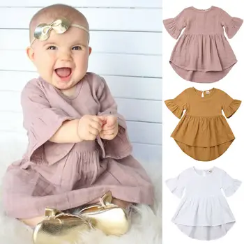 

New Summer Toddler Baby Girls Ruffles Sleeve Clothes Dress Infant Kids Irregular Dresses Clothing