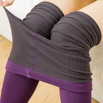 

Women Sexy lingerie Winter Thermal Thick Warm Fleece lined Stretch pantyhose Elegant Ladies Plain Pants Slim tights