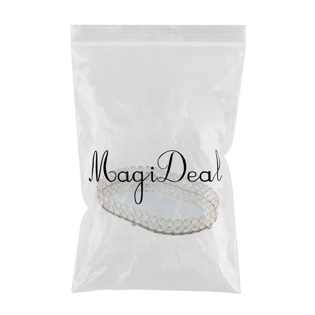 Crystal Oval Mirrored Tray Cosmetic Vanity Tray Jewelry Storage Decorative Tray