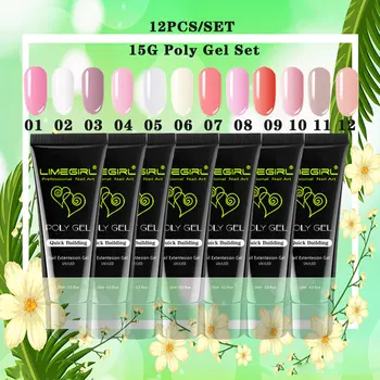 

Poly Gel Kits Acrylic Gel Finger PolyGel UV Builder Extension Jelly Focallure Fast Clear Nail Extension Pink Gel&Nail Forms
