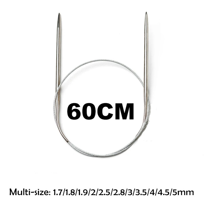 60cm Stainless Steel Circular Knitting Needles Weaving Sweater Scarf Yarn Extended Crochet Ring Sewing Needlework Tools | Дом и сад