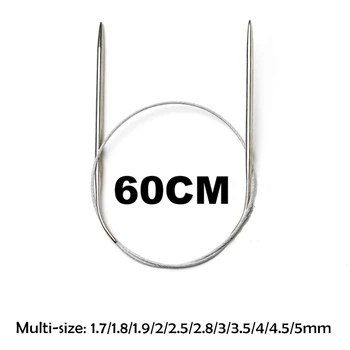 

60cm Stainless Steel Circular Knitting Needles Weaving Sweater Scarf Yarn Extended Crochet Ring Needles Sewing Needlework Tools