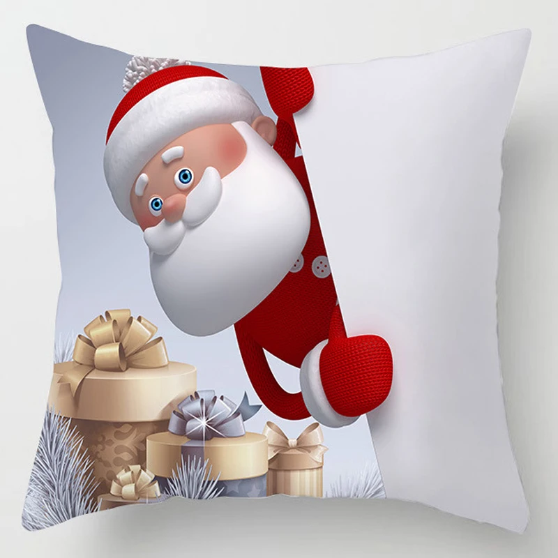 Рождественский чехол для подушки с рисунком Санта Клауса, квадратный чехол для подушки для дивана, автомобиля, новогодний декоративный чехол для подушки 45x45 см, kussensloop