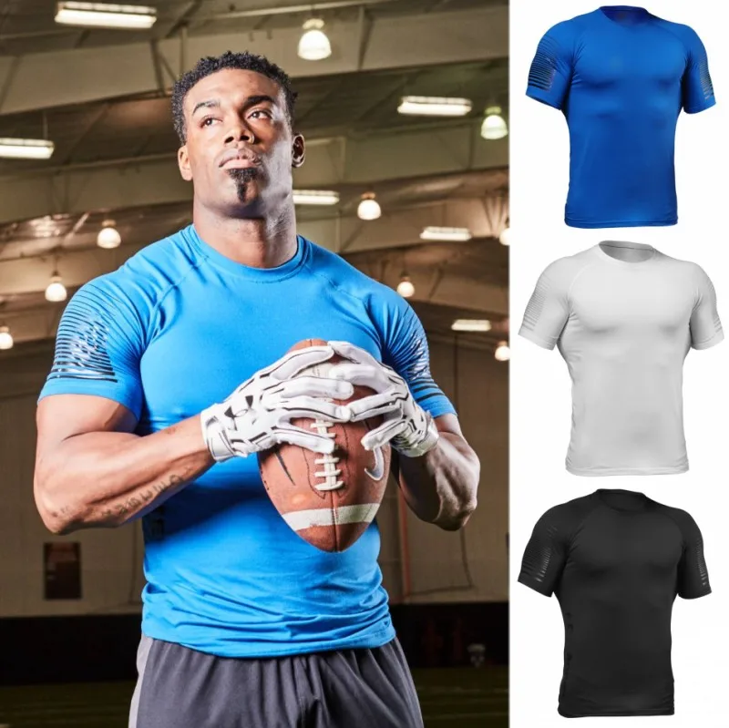 Quality Quick Dry man's T-shirt Crossfit gym male rashguard Sportswear Compression fitness Top Running jersey sport shirt men | Спорт и