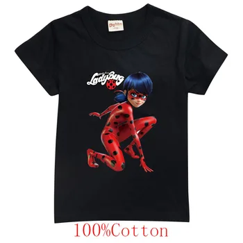 

Short sleeve Girl T-shirt Cartoon ladybug Girl Shirts Kids Top Fashion Girls Clothing Ladybug Costume Cat Noir kids clothes