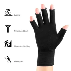 Compression Gloves Relieve Symptoms Half Finger Arthritis Gloves Breathable Embroidered Thermal Gloves ladies Wrist Support