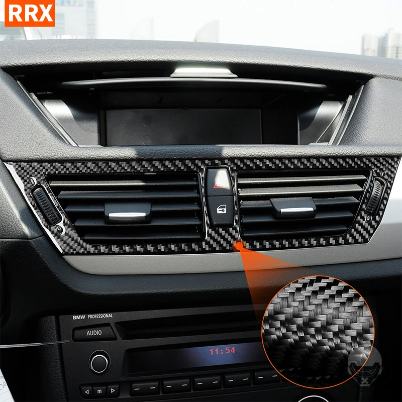 

Центральные вентиляционные отверстия для BMW X1 E84 2013 2014 2015, двусторонние наклейки из натурального углеродного волокна, аксессуары для интерьера автомобиля
