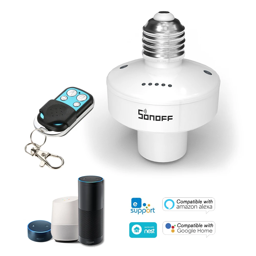 Беспроводной Радиочастотный держатель для ламп Sonoff Slampher 433 МГц E27 универсальный с